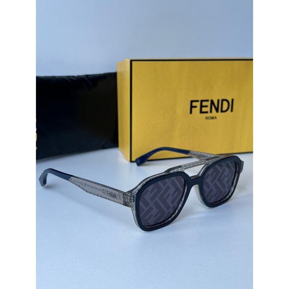 SALE NEW Fendi FE40076U Logo Blue FF Mirror Unisex Sunglasses - Picture 6 of 7